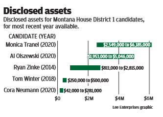 Reported asset ranges for House District 1 candidates